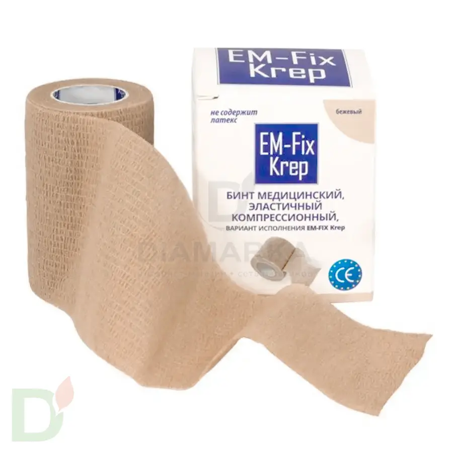 Бинт эластичный когезивный EM-Fix krep бежевый, 7,5 см х 4,5 м в России