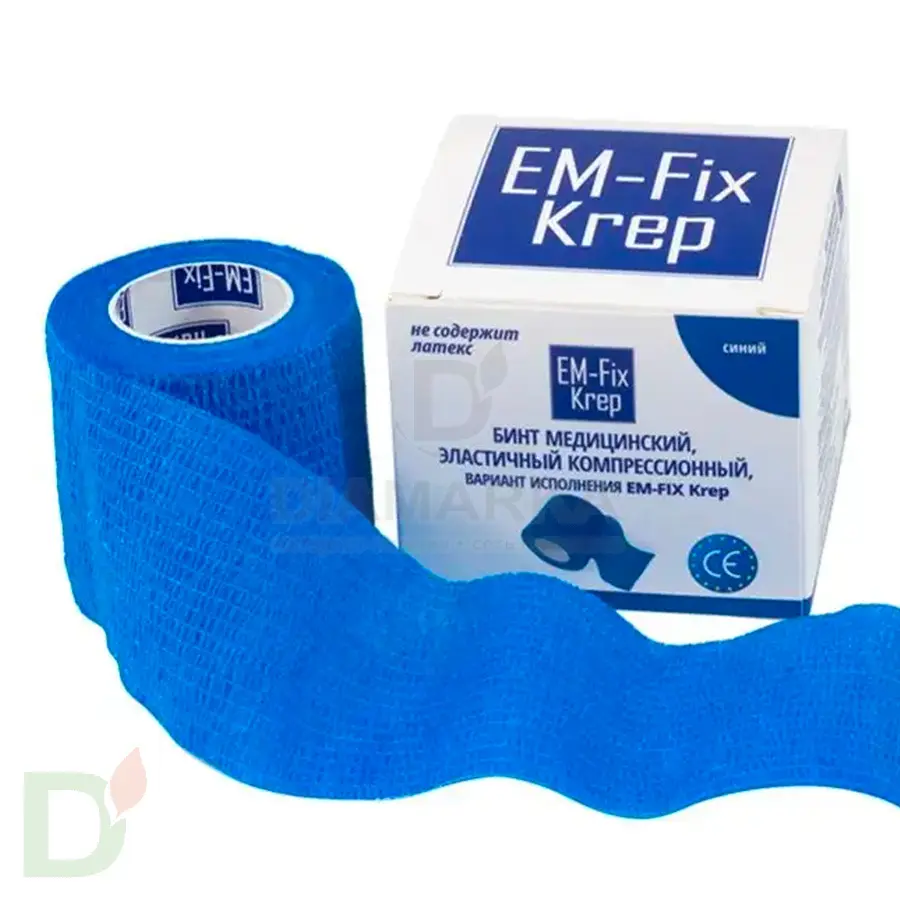 Бинт эластичный когезивный EM-fix krep Синий, 5 см х 4,5 м в России
