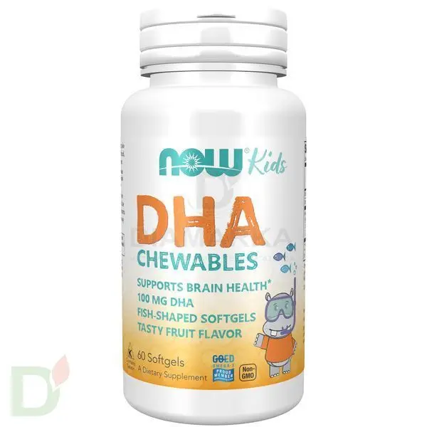Витамины NOW Омега-3 детская для улучшения памяти и внимания, жевательные пастилки, 1000DHA, 60 шт в России