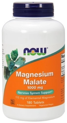 Витамины NOW Магния малат для нормализации энергообмена в организме, 1000 мг, 180 шт
