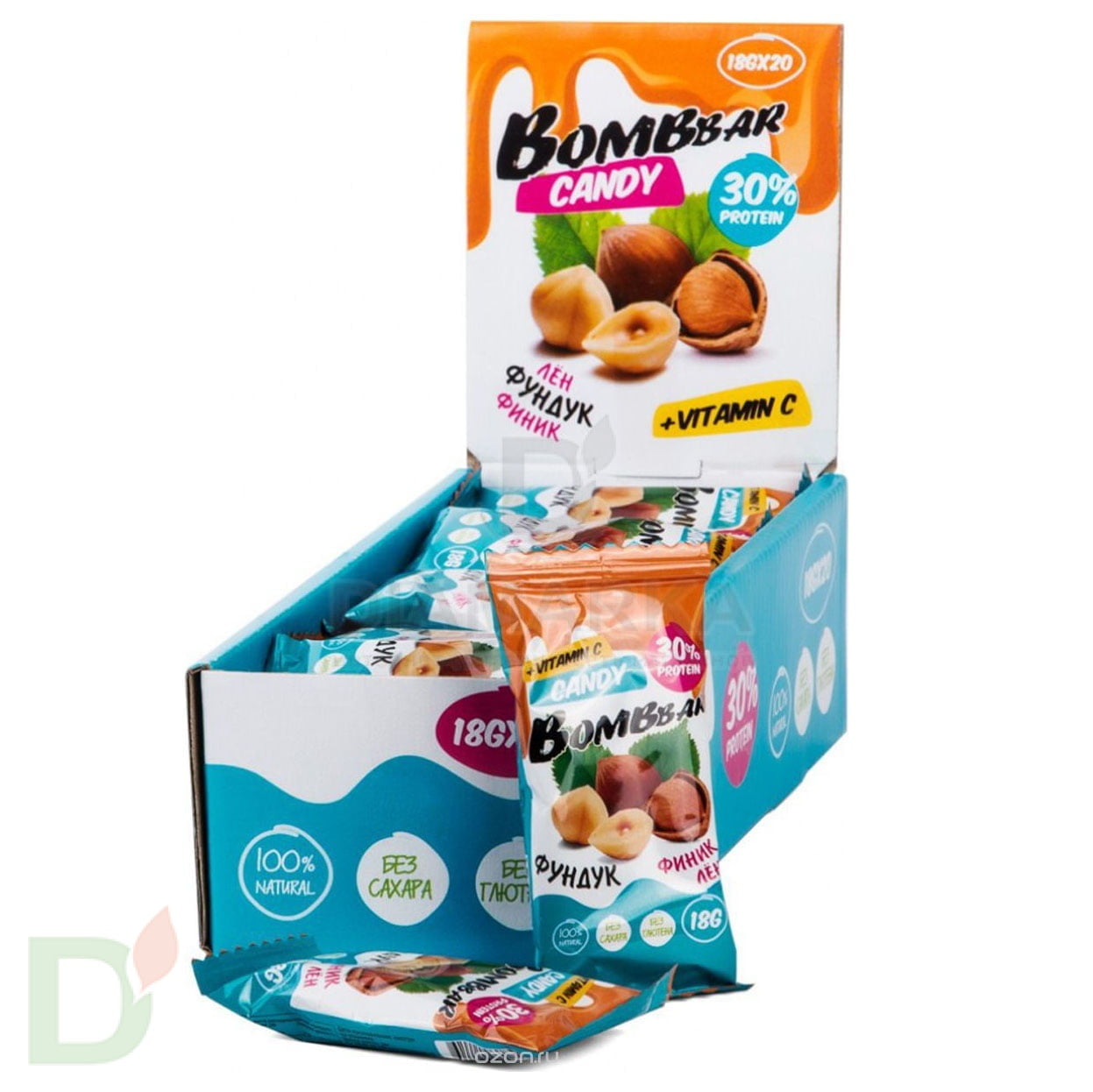 Конфета протеиновая Bombbar фундук, 18г