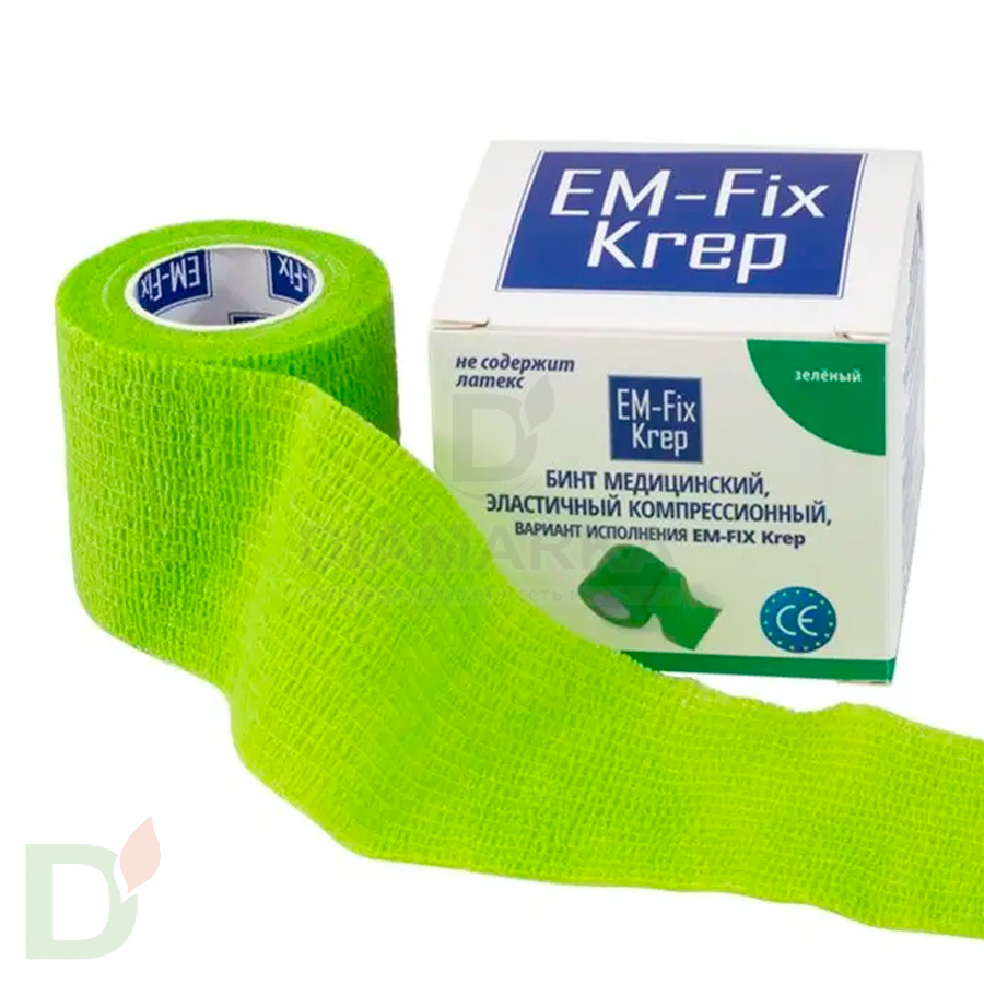 Бинт эластичный когезивный EM-fix krep Лайм, 5 см х 4,5 м в России