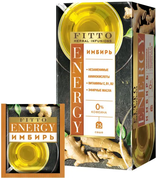 Чай травяной в пакетиках Fitto ENERGY имбирь 37,5гр.