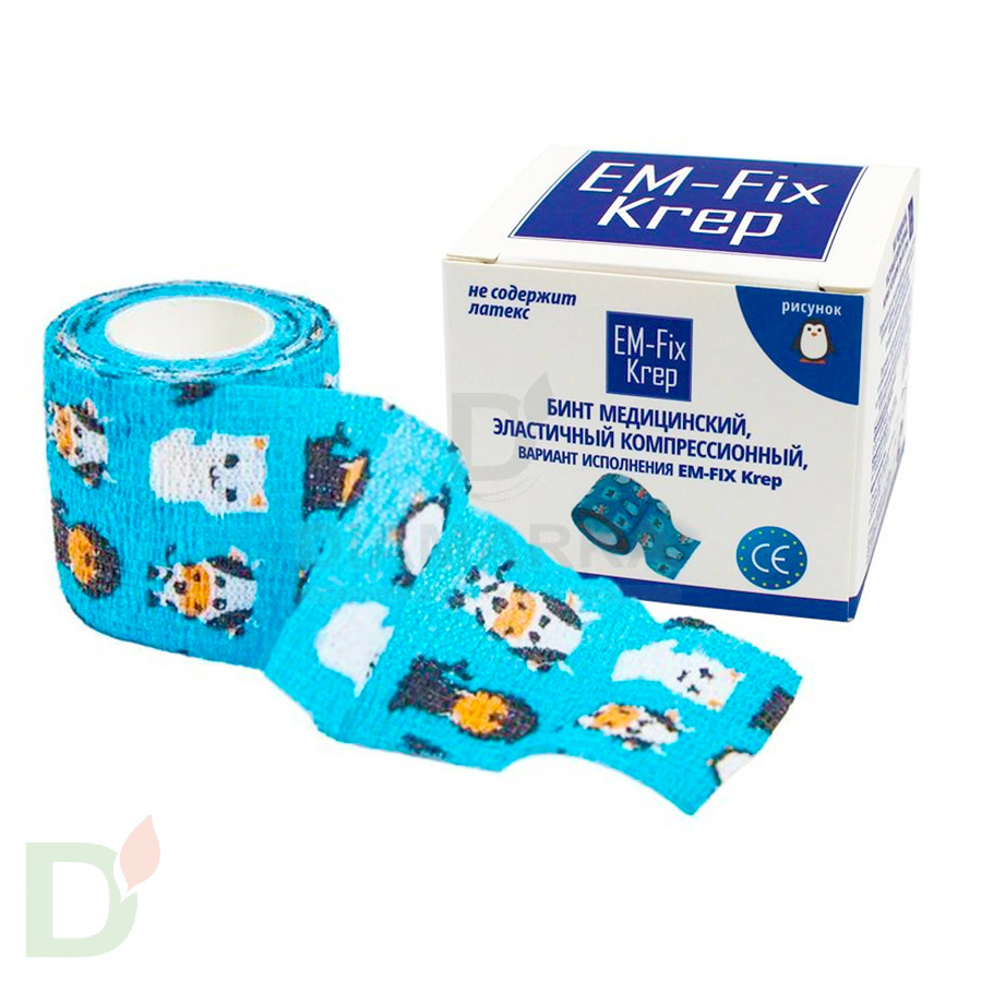 Бинт эластичный когезивный EM-fix krep Детский, 5см х 4,5м в России