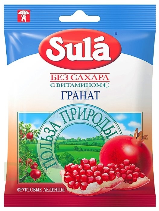 Леденцы без сахара ЗУЛА Гранат с витамином С, 60 г.