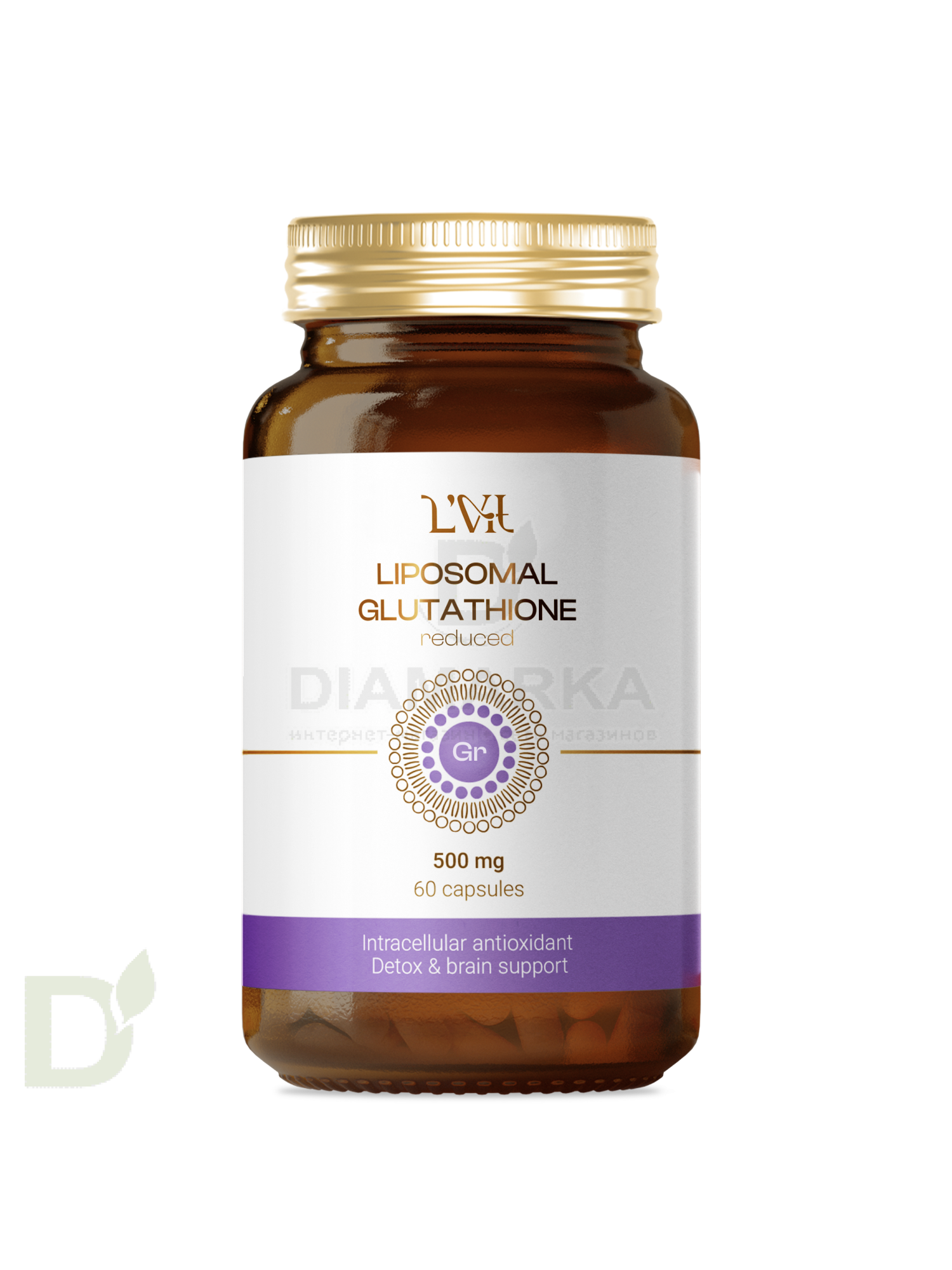 Витамины L'Vit Liposomal Glutathione/Глутатион, 200 мг в 1 капсуле, 60 капс