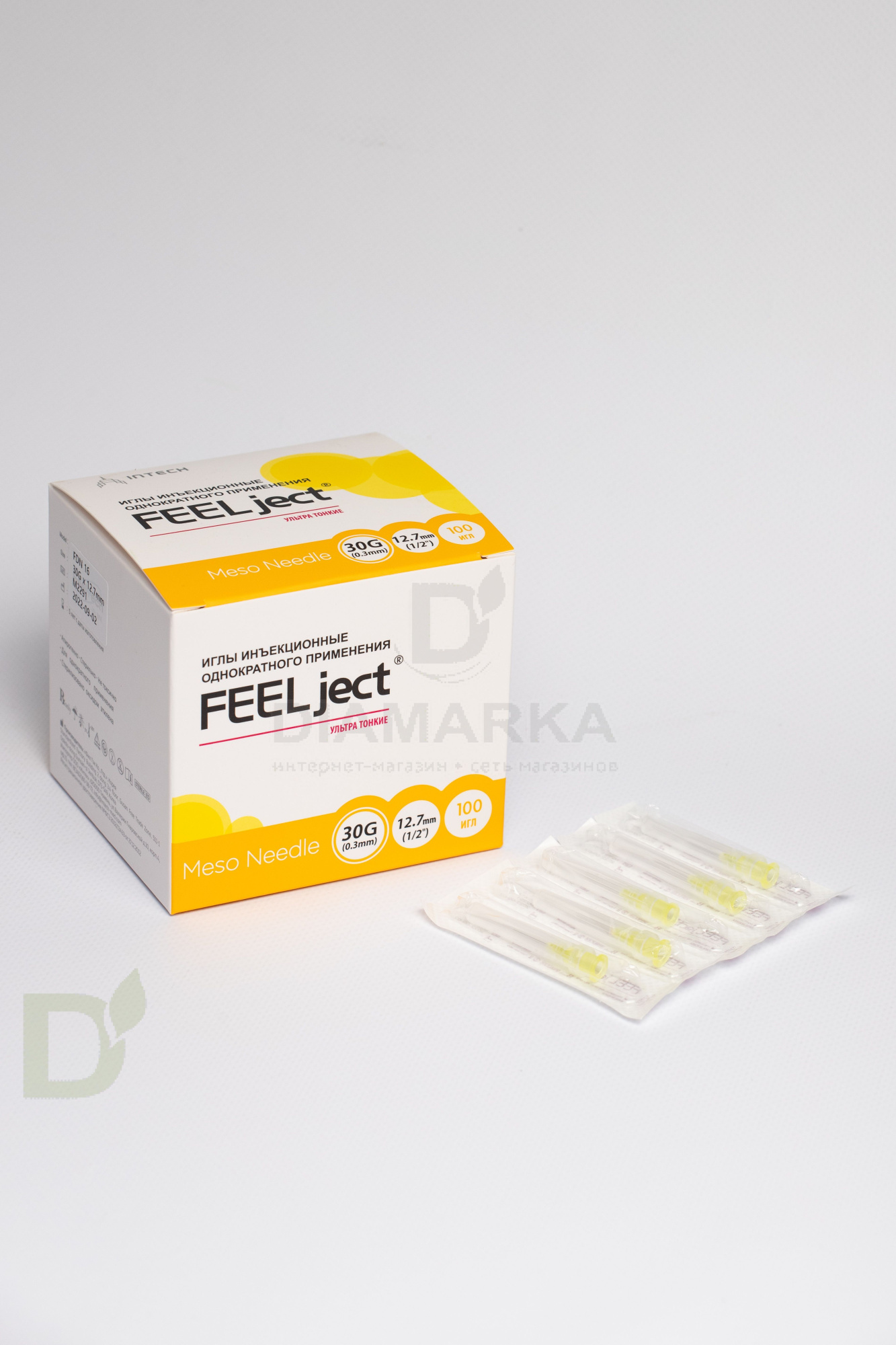 Мезоиглы инъекционные FEELject 30G (0.30мм*12.7мм), ультра тонкие, 100 шт.