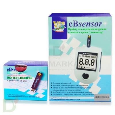 Глюкометр еБсенсор со СКИДКОЙ + 100 тест-полосок еБсенсор