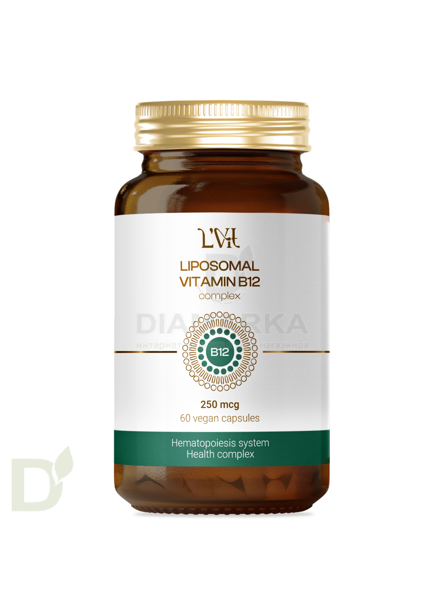 Витамины L'Vit Liposomal Vitamin B12+B9 complex, 250+200 мг в 1 капсуле, 60 капс