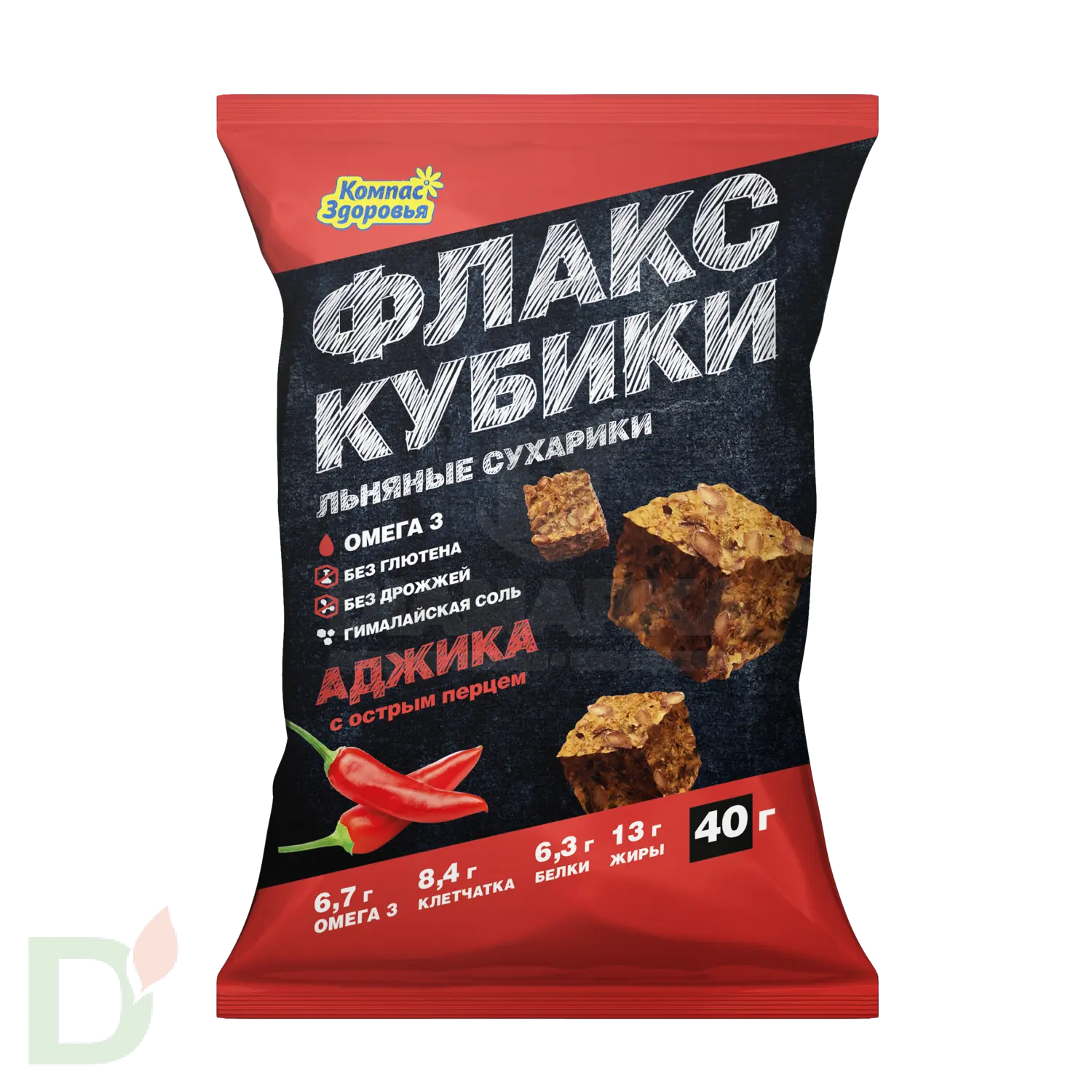 Флакс-кубики льняные с аджикой 40 гр. купить в России, цена на сайте -  ДиаМарка