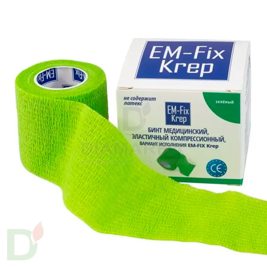 Бинт эластичный когезивный EM-fix krep Лайм, 5 см х 4,5 м в России