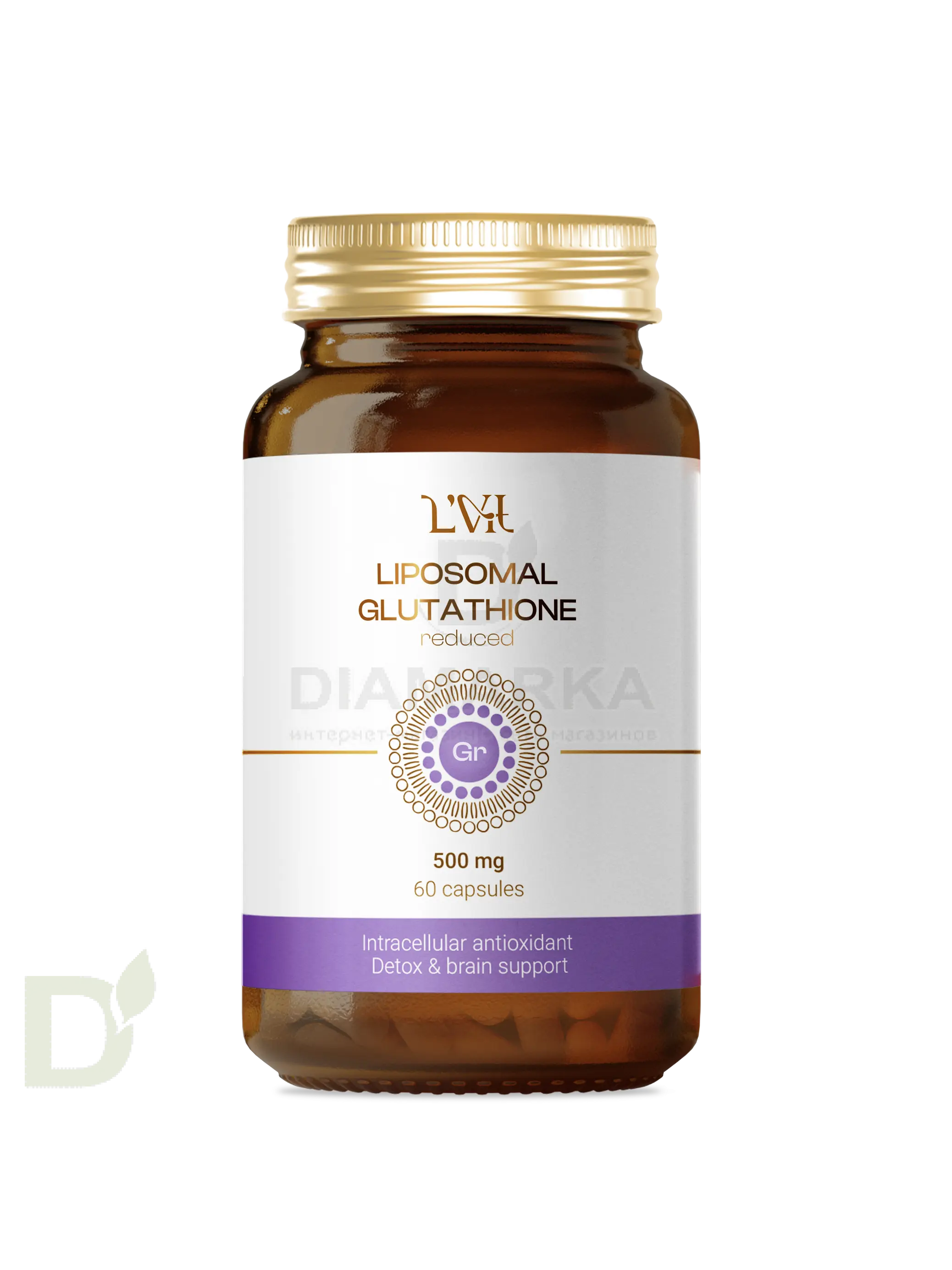 Витамины L'Vit Liposomal Glutathione/Глутатион, 200 мг в 1 капсуле, 60 ...