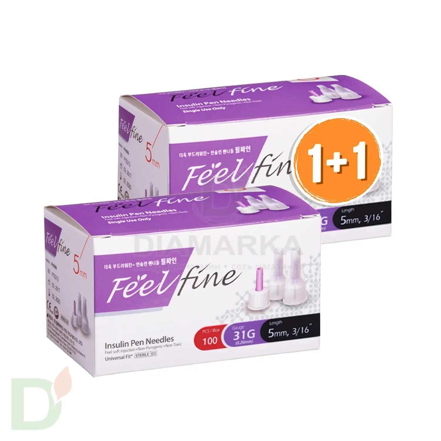 Иглы ФилФайн (FeelFine) 5 мм (31G), 100 шт + 1 упаковка В ПОДАРОК