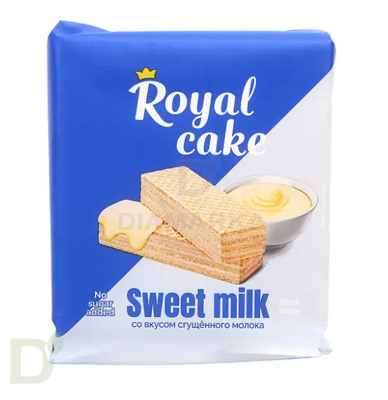 Вафли Royal cake со вкусом «СГУЩЕНОЕ МОЛОКО» без сахара, 120 г