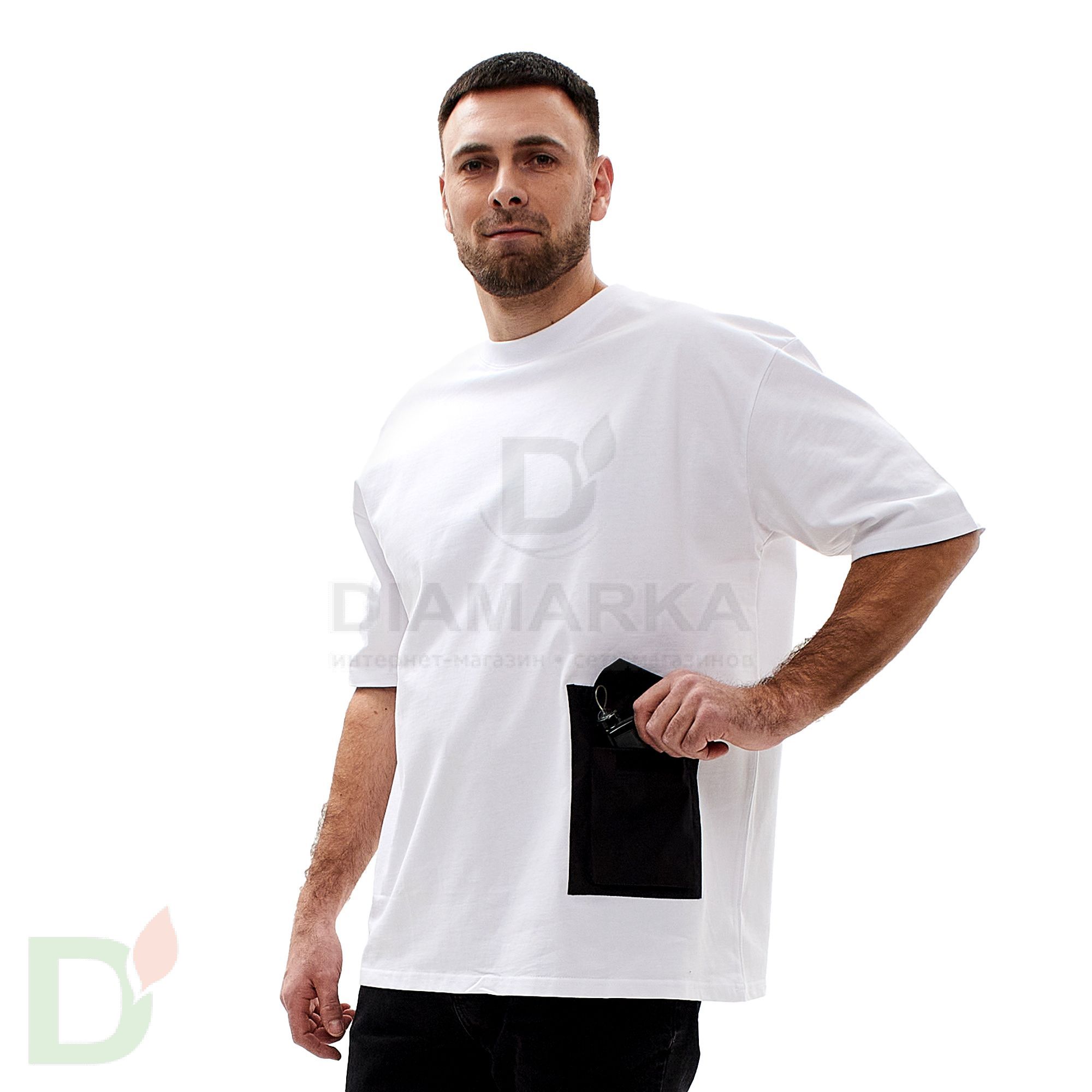Футболка Pocket Stories для инсулиновой помпы Белая с накладным карманом